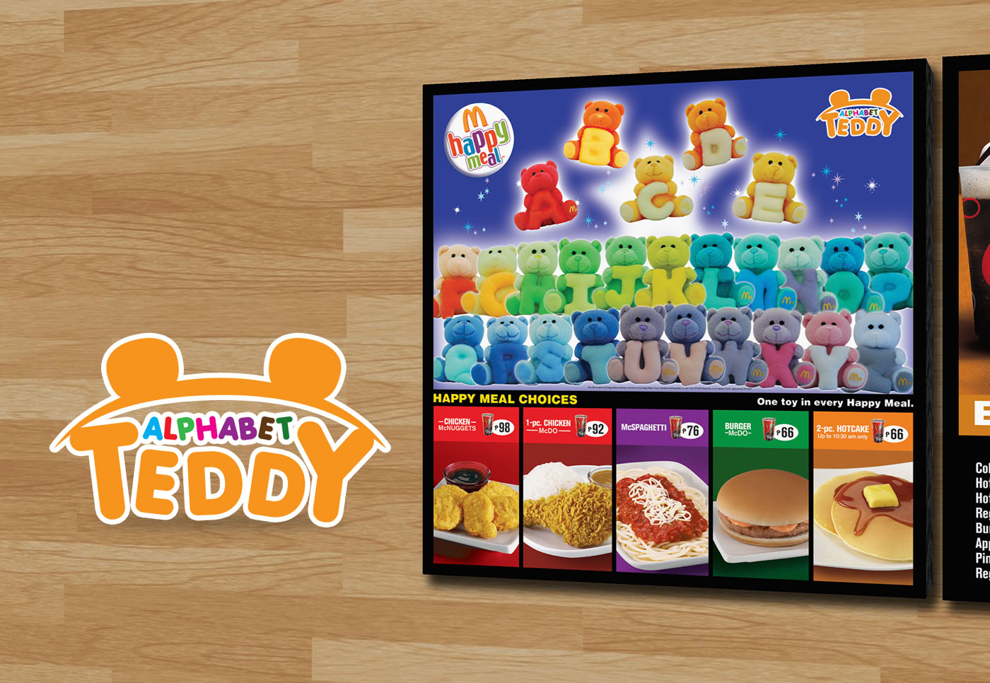 Logo design for a fast food chain for its free toy of the month included in every kids meal. In this design I incorporated the bears ears into the logo as it is a recognizable feature of the teddy bear. Used a rounded font to match the type of letters the teddy bears are holding. And made the word ALPHABET in different colors representing the colors of the teddy bear toys.